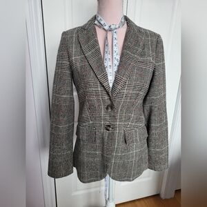 Lovetree Classic Glen Plaid Women's Blazer in Black & Brown sz M